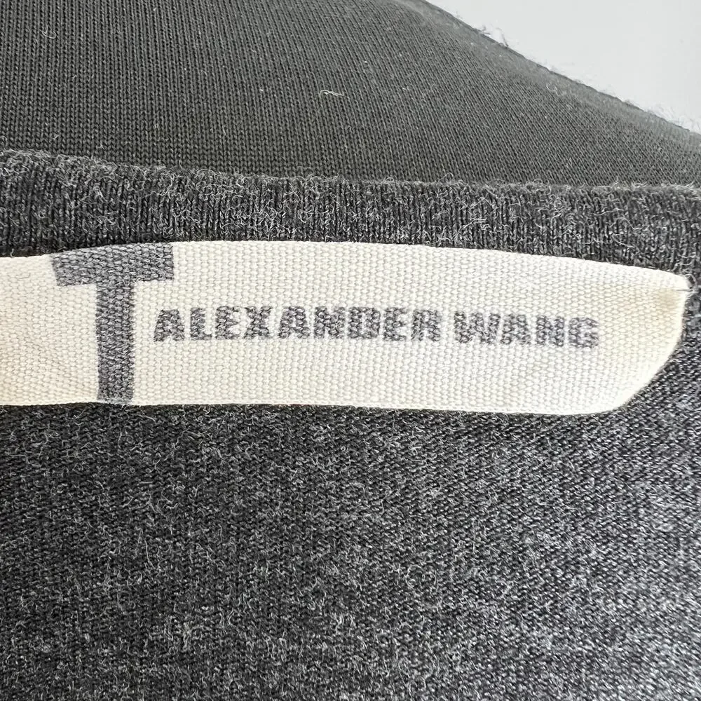 T Alexander Wang Gray Long Sleeve Round Neck Women's Top Size M Medium